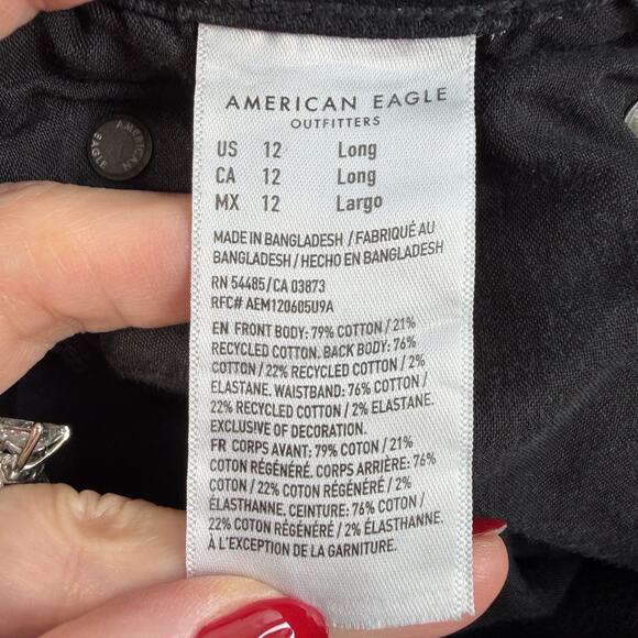 American Eagle 12 Long Super High Rise Ultra Wide Leg Jeans In Charcoal Strigid - Picture 10 of 16